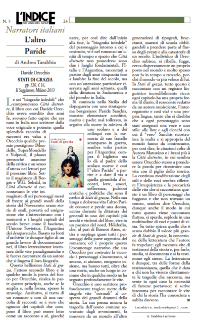 Andrea Tarabbia su Stati di grazia